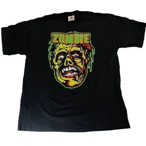 Vintage 90s Rob Zombie T-Shirt Mens XL Black Crewneck Graphic Double Sided Tee